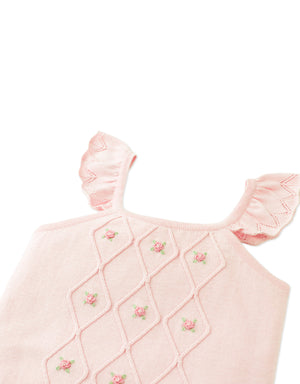 Georgina Knitted Blouse with Bullion Flower Embroidery style detail