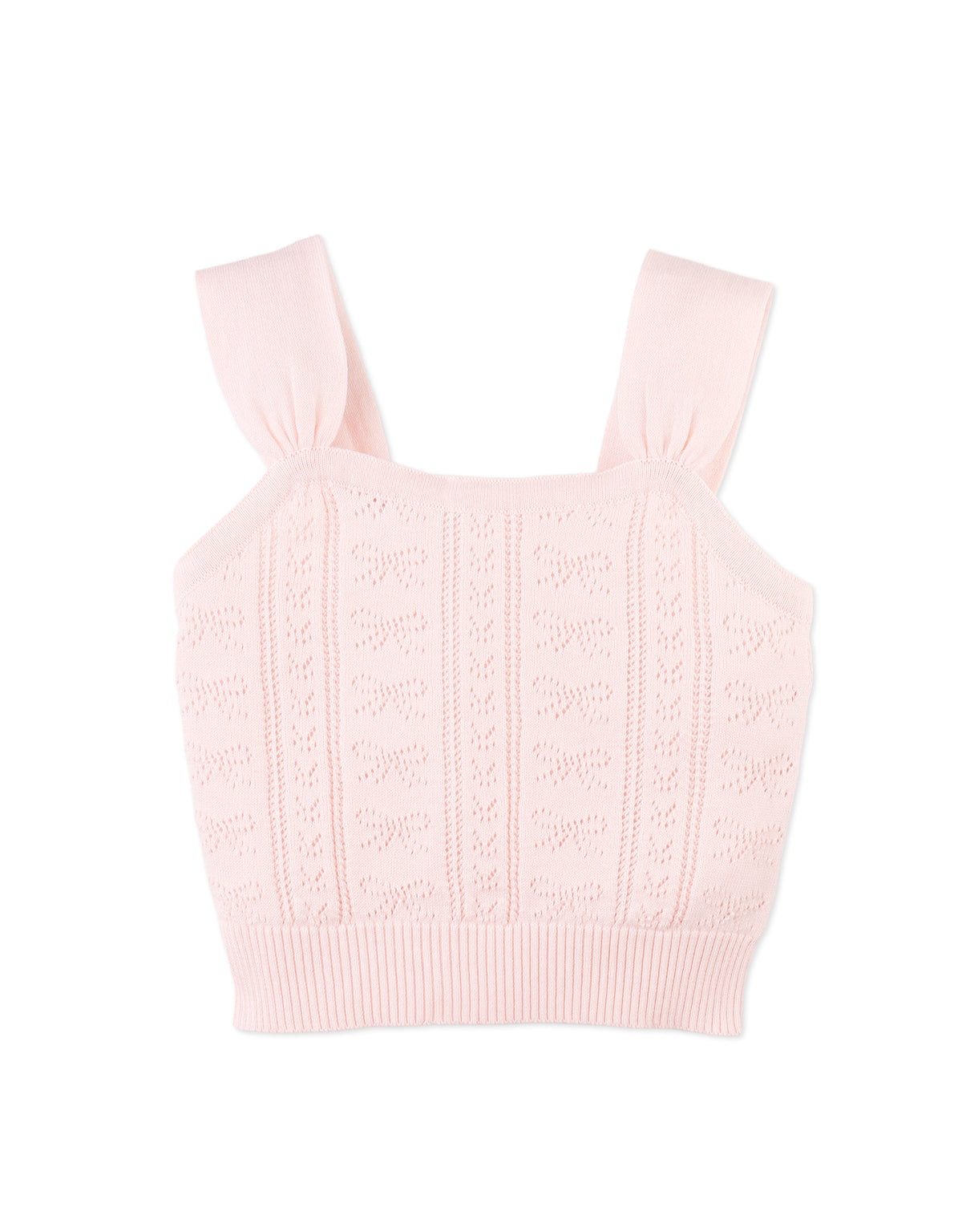 SABRINA BOW POINTELLE SLEEVES TO WITH RIBBED HEM