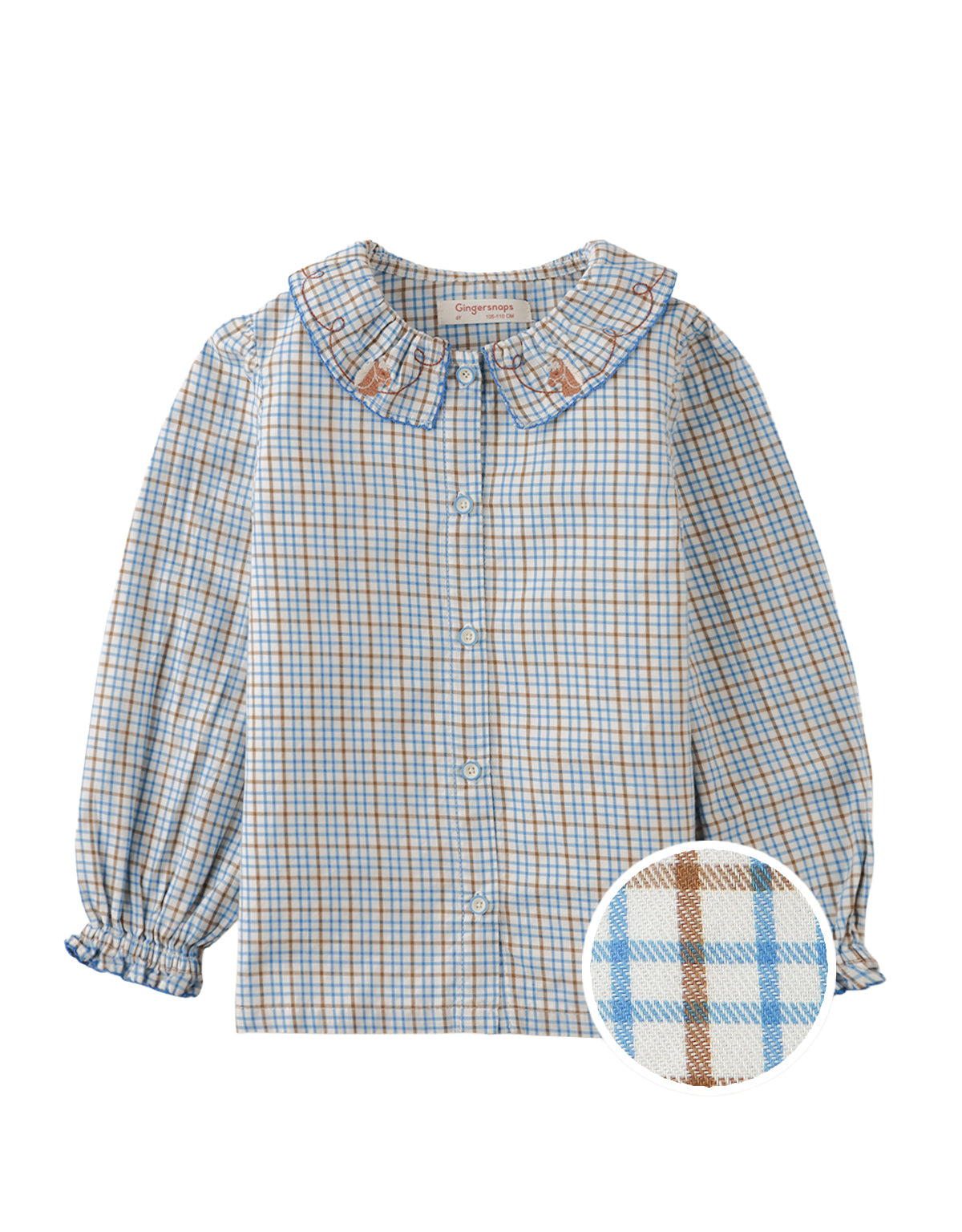 LAUREL LONG SLEEVES BLOUSE RANCHER WITH EMBROIDERED HORSE ON COLLAR