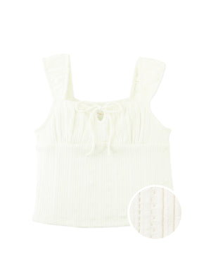 Guenevere Pointelle Blouse With Ruched Sleeves And Matching Tie product photo