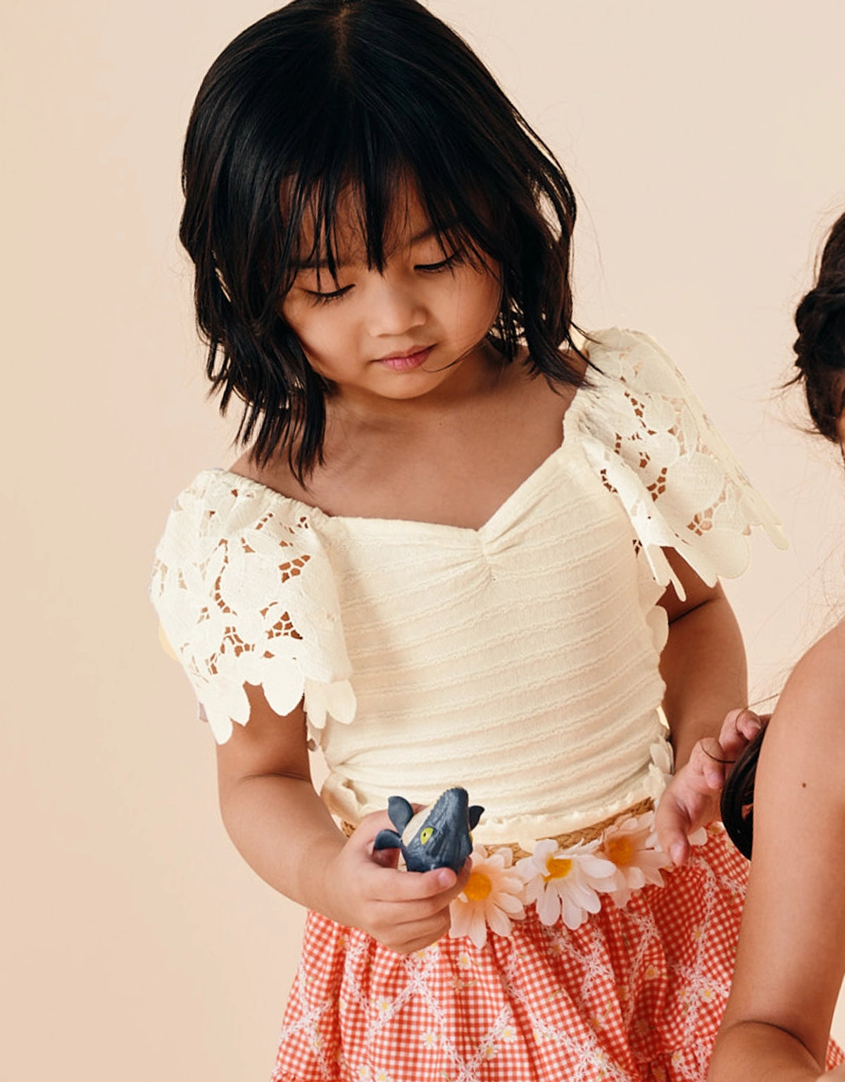 SEVYN CABLE KNIT TOP WITH LACE FLUTTER SLEEVES