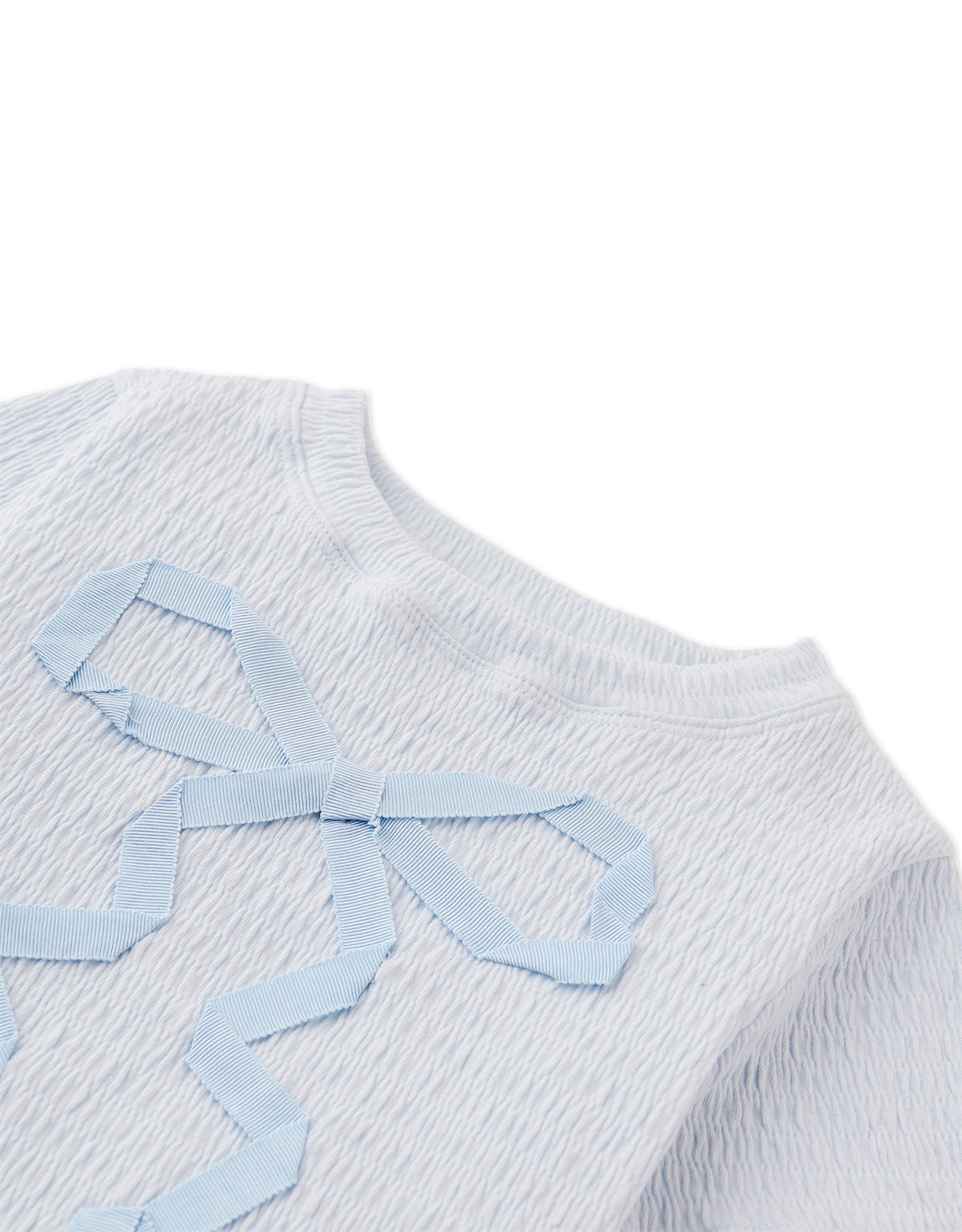 ALESSIA SMOCKED JERSEY BABY TEE WITH BOW APPLIQUÉ