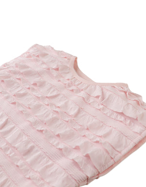 Flatlay front view of the Cora Blouse showcasing its airy silhouette and soft pastel tone.