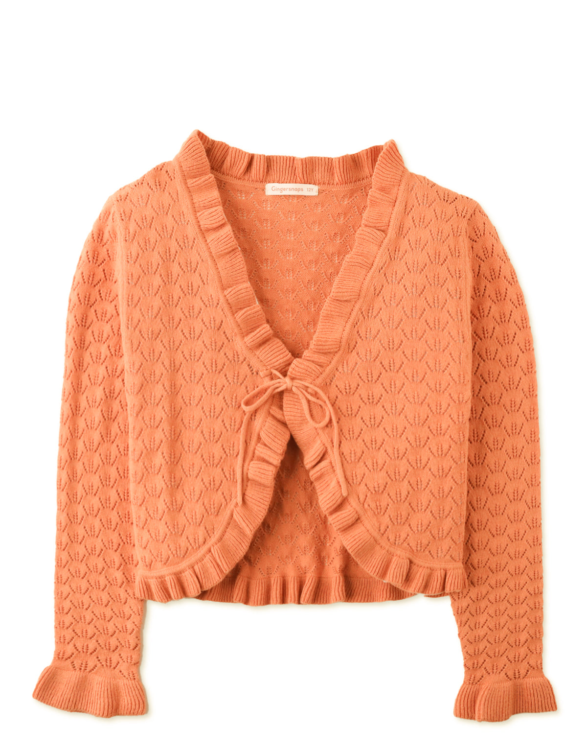 GIRLS POINTELLE CARDI WITH PETAL COLLAR