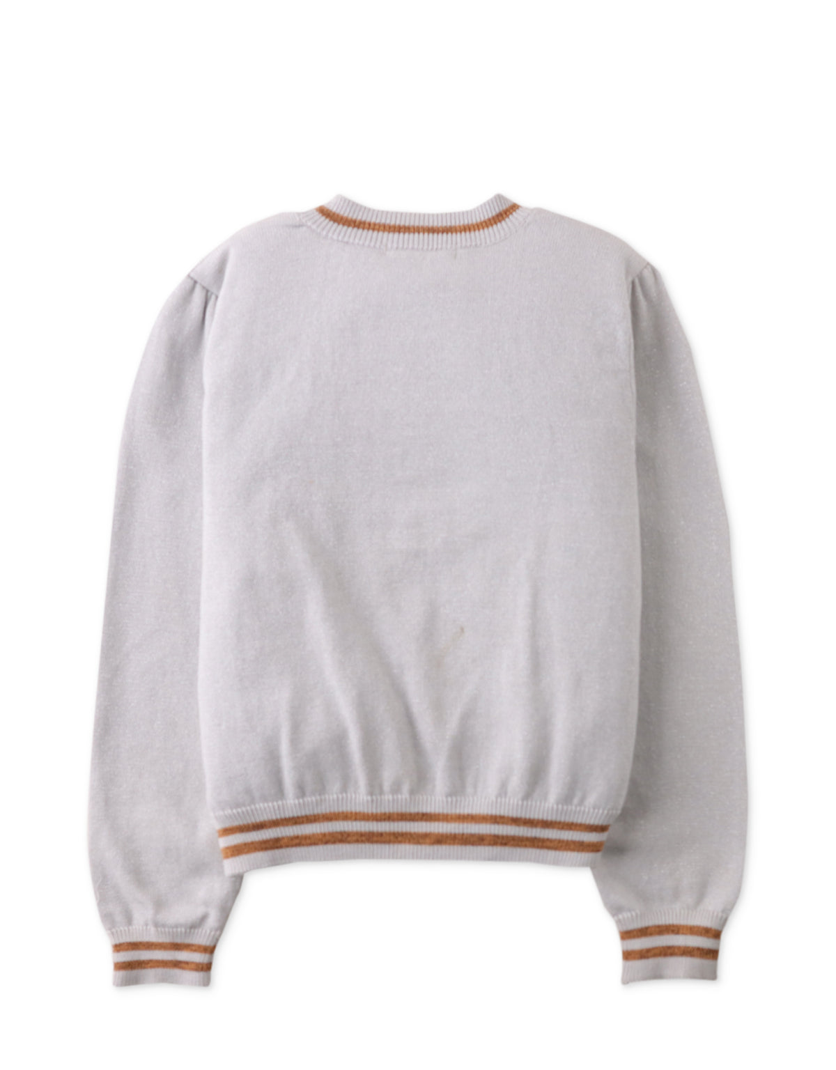 GIRLS CARDI WITH STRIPEY RIBBED TRIMS