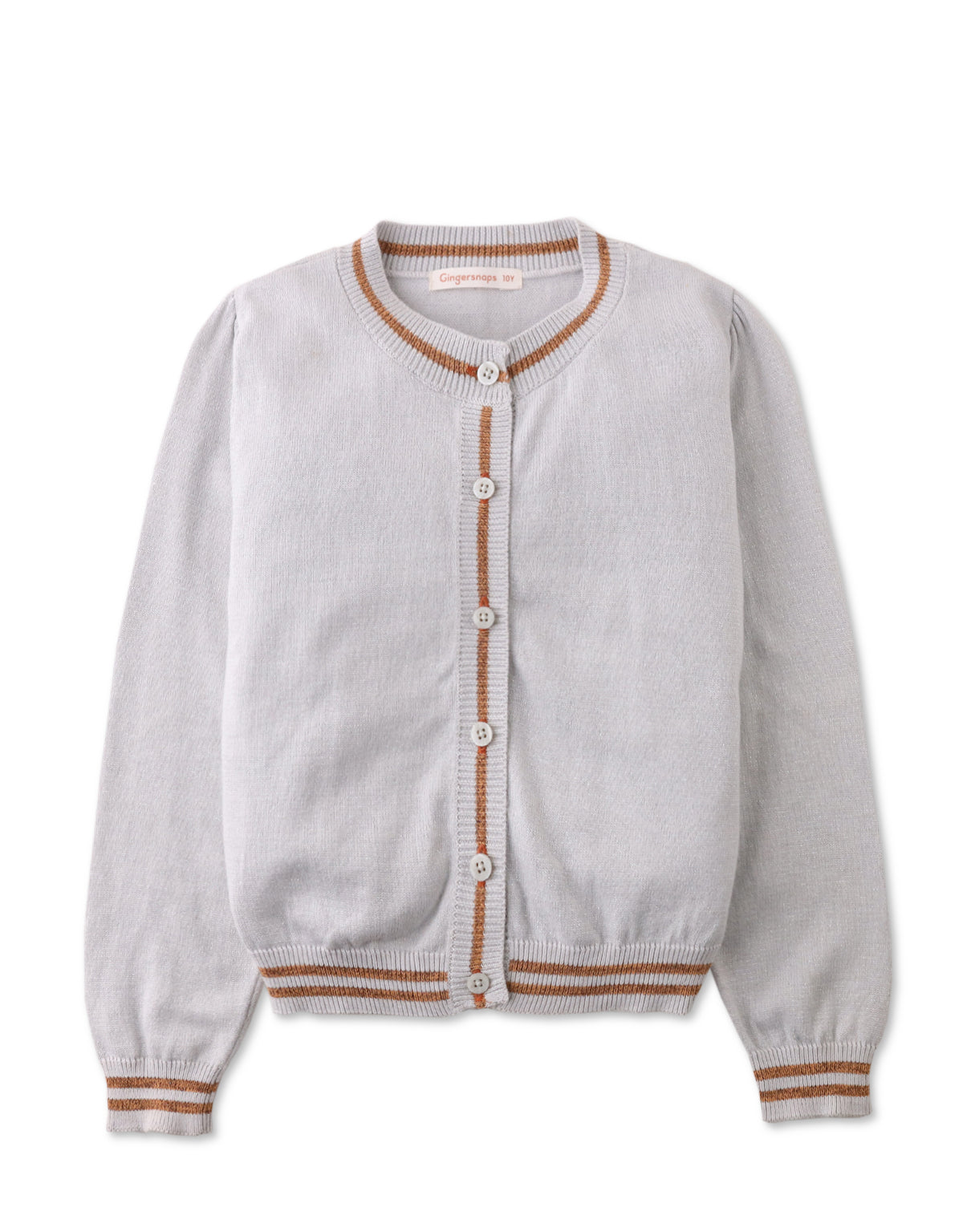 GIRLS CARDI WITH STRIPEY RIBBED TRIMS