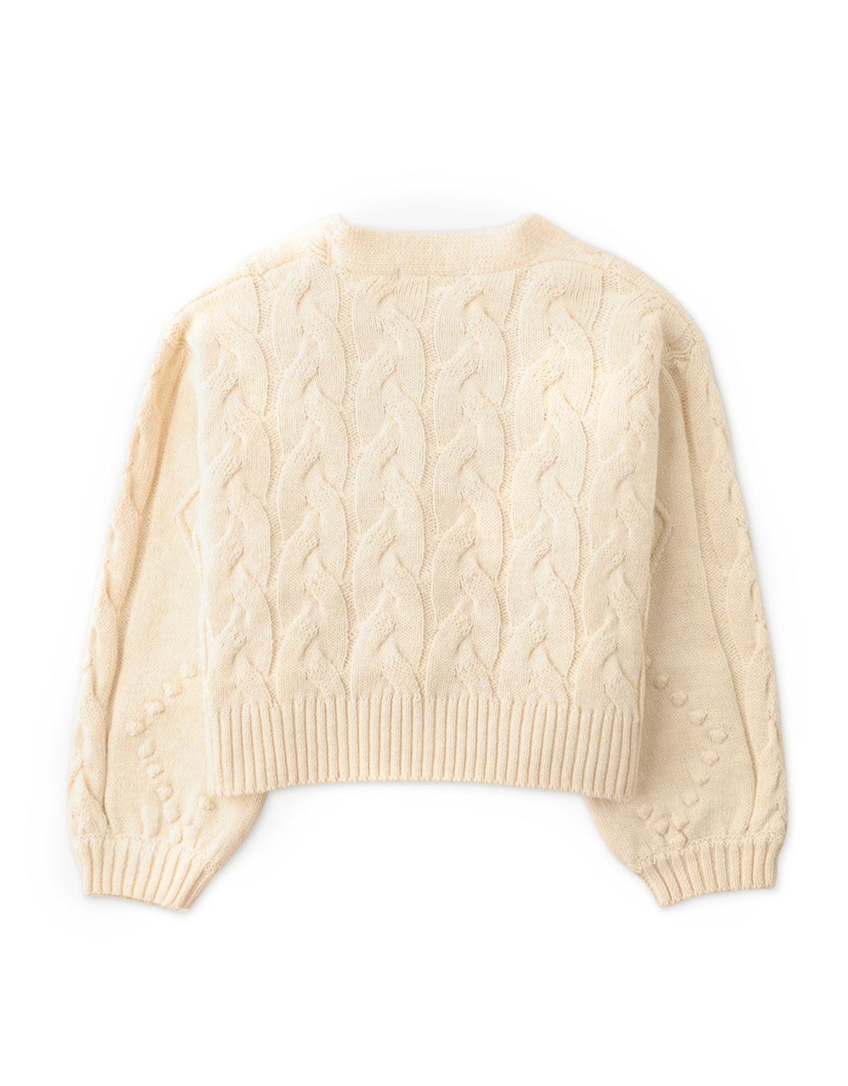 GIRLS MELANGE CHUNKY CABLE KNIT CARDI