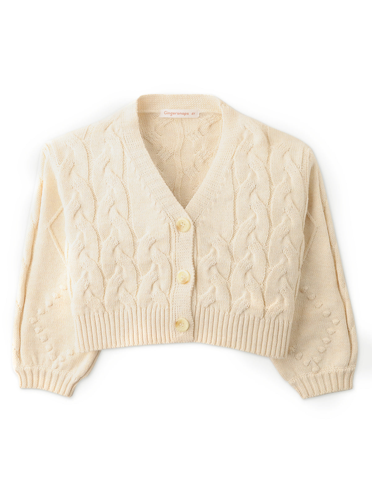 GIRLS MELANGE CHUNKY CABLE KNIT CARDI