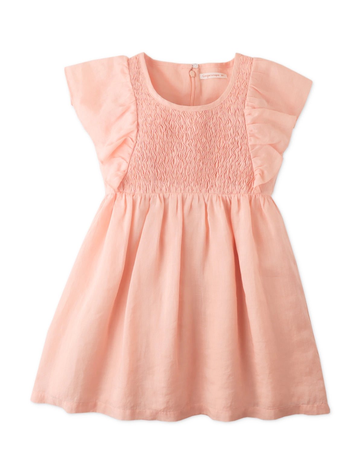 GIRLS DIAMOND SMOCKED RUFFLED SLEEVES FLORAL DRESS