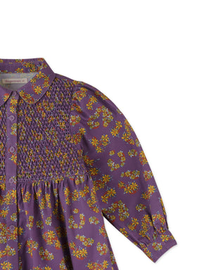 Girls Ditsy Print Diamond Smocked Dress style detail