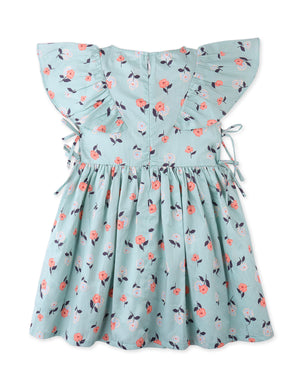 Suzy Dress With Flutter Sleeves In Ditsy Print close-up detail