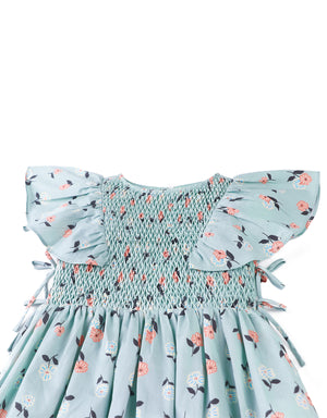 Suzy Dress With Flutter Sleeves In Ditsy Print outfit styling
