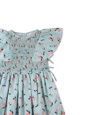 Suzy Dress With Flutter Sleeves In Ditsy Print front view