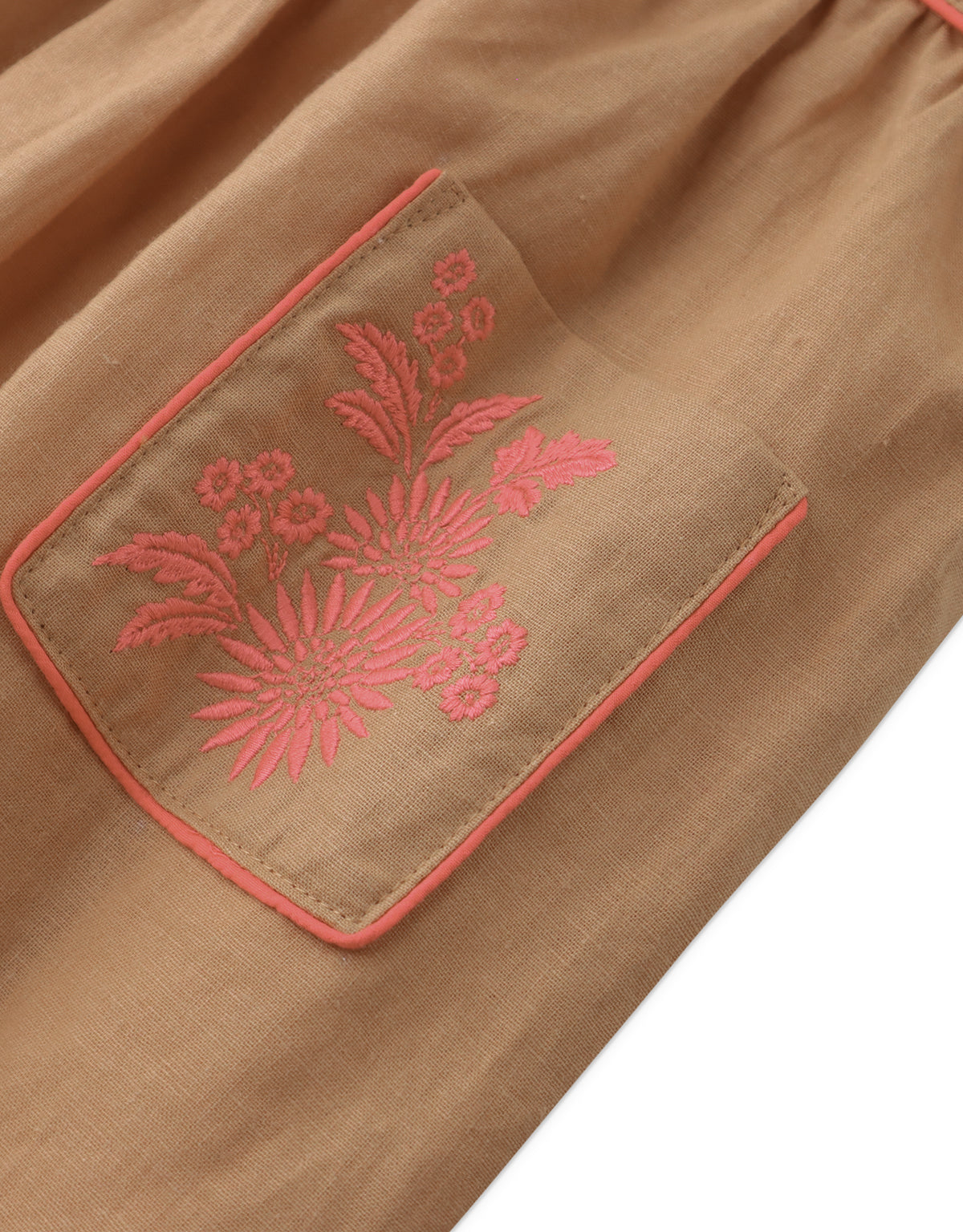 OLGA DRESS WITH POCKETS AND EMBROIDERED DETAILS