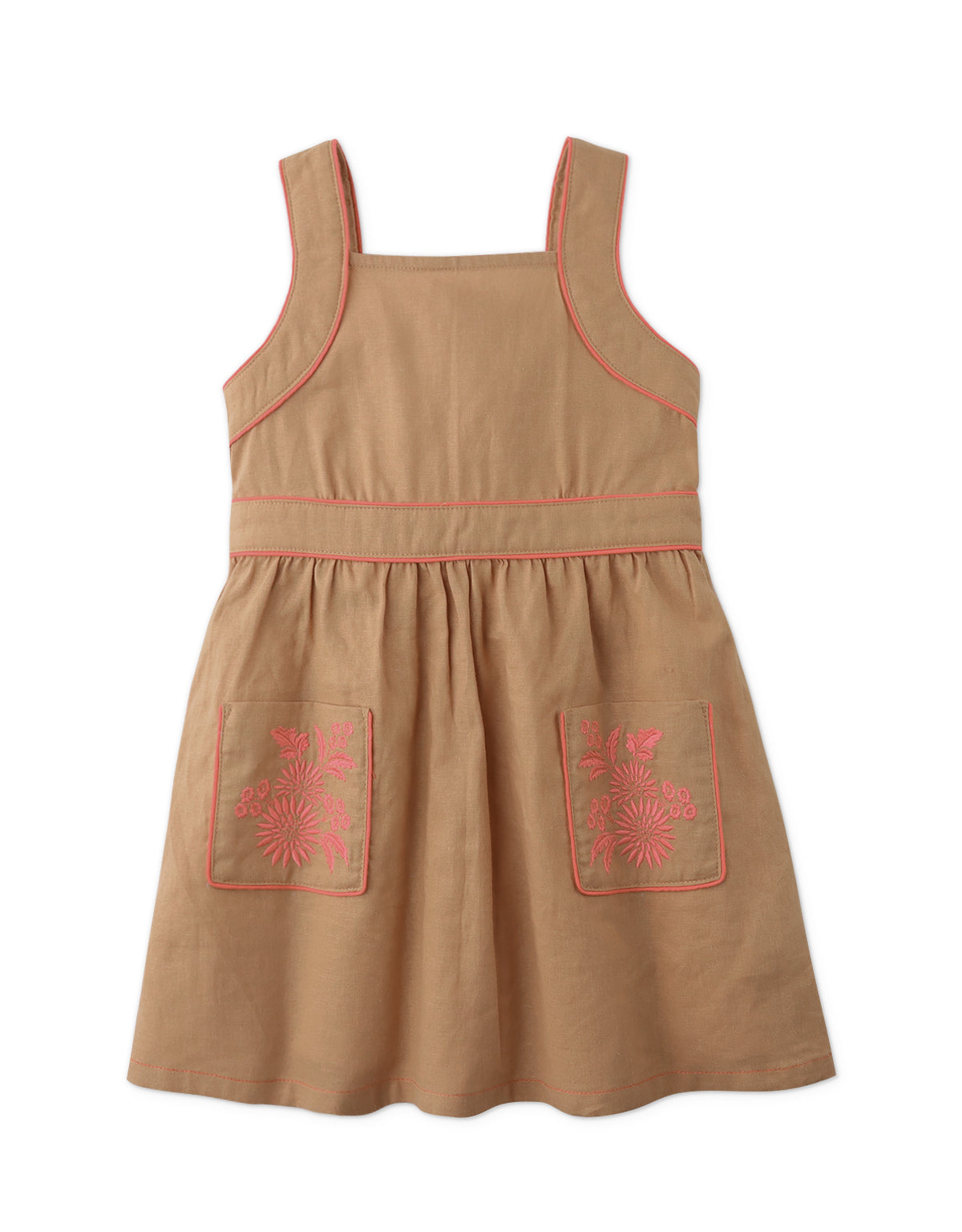 OLGA DRESS WITH POCKETS AND EMBROIDERED DETAILS