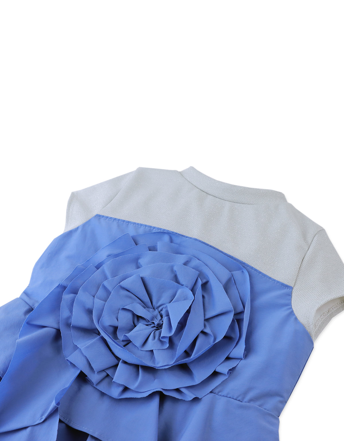 BETHEL MOCK TEE BUBBLE DRESS WITH ROSE APPLIQUE AND PEPLUM