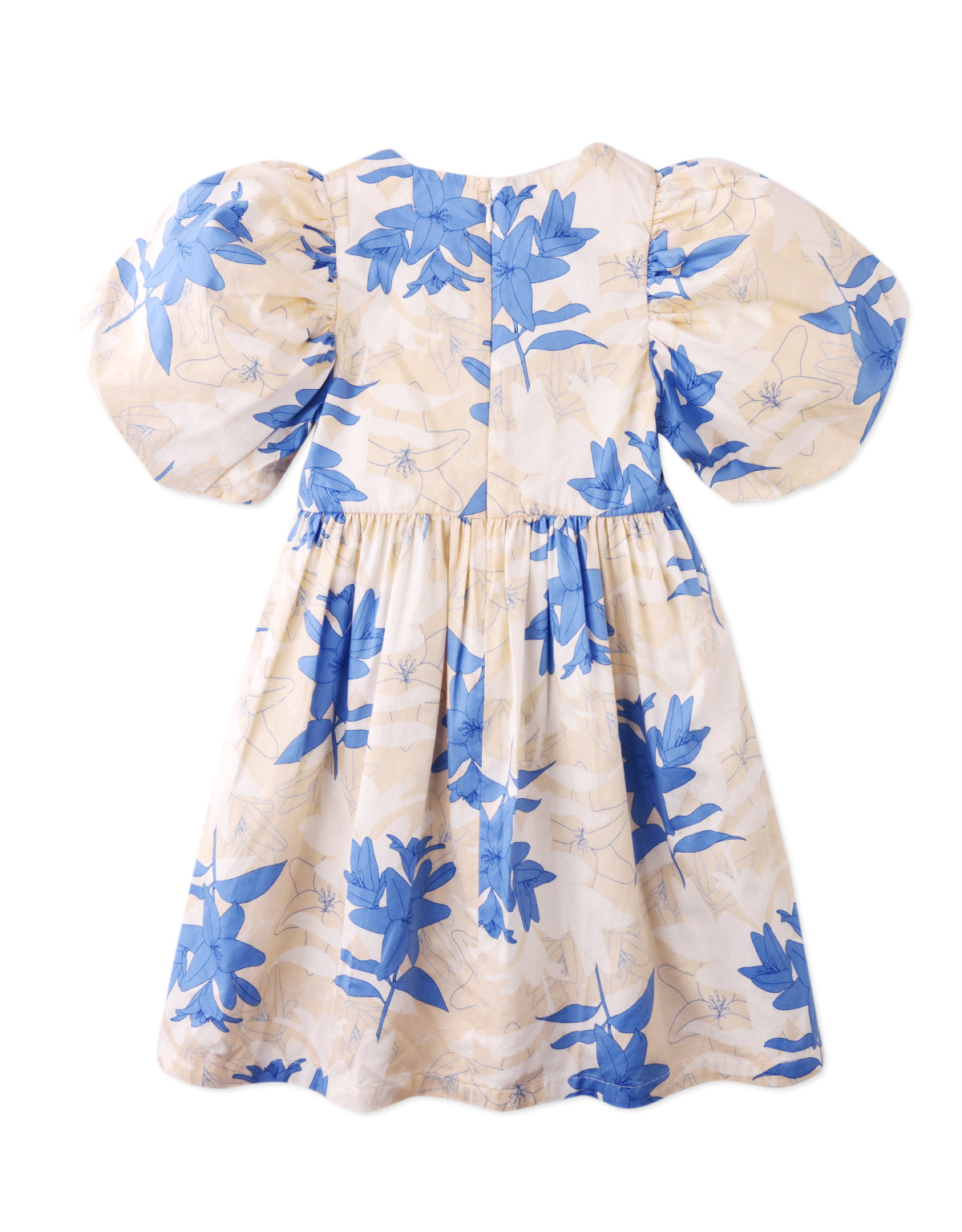 GIRLS AGATHA DRESS BLYTHE WITH RUCHING AND BUBBLE SLEEVES