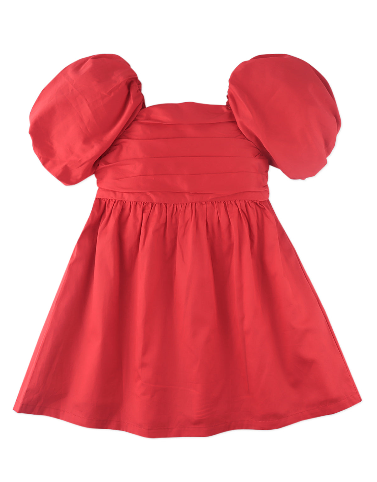 NANCY RUCHED BODICE DRESS WITH BUBBLE SLEEVES