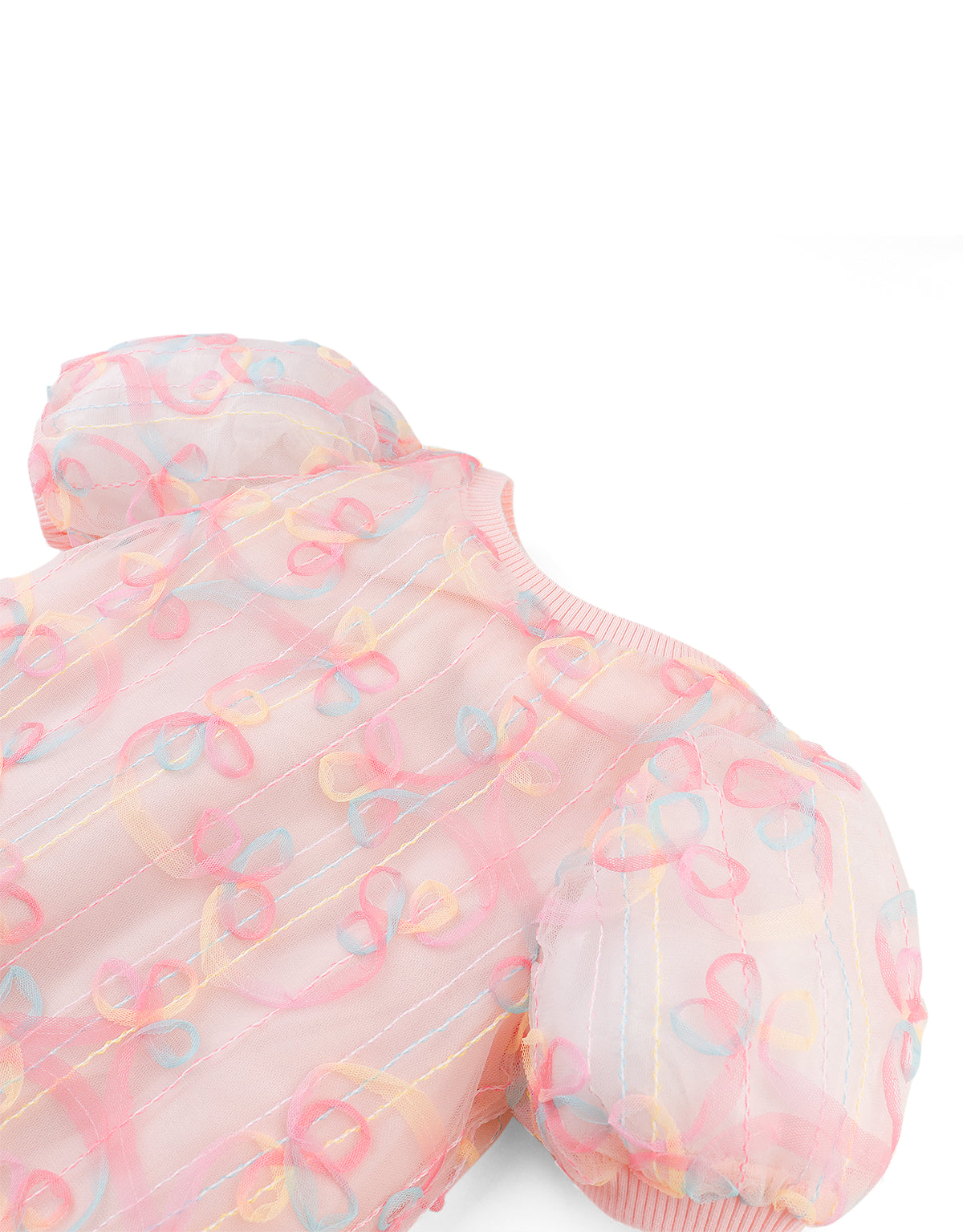 ELEONORA PUFF SLEEVES TULLE DRESS WITH SCRIBBLE EMBROIDERY