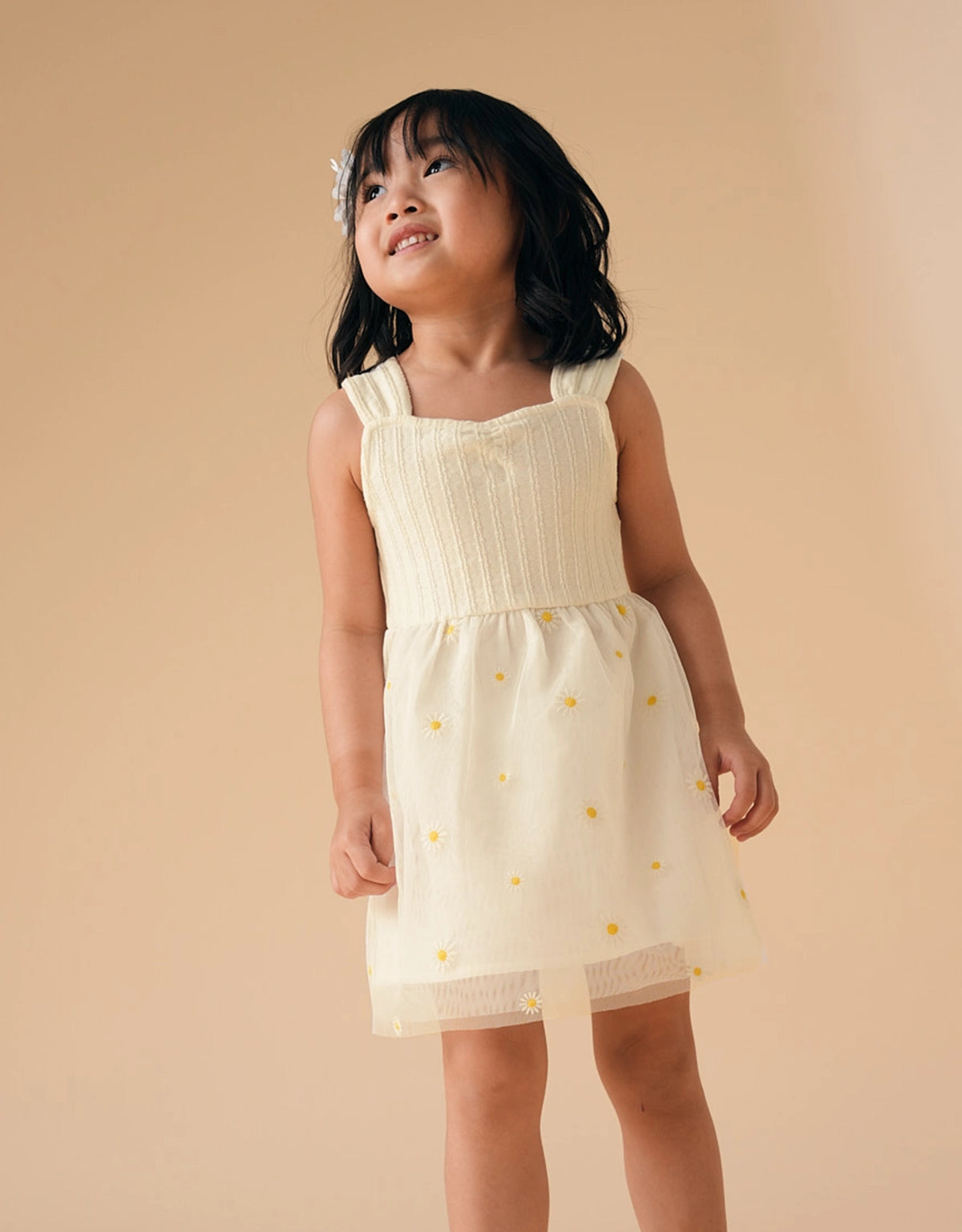 SAGE EYELET DRESS WITH EMBROIDERED TULLE SKIRT
