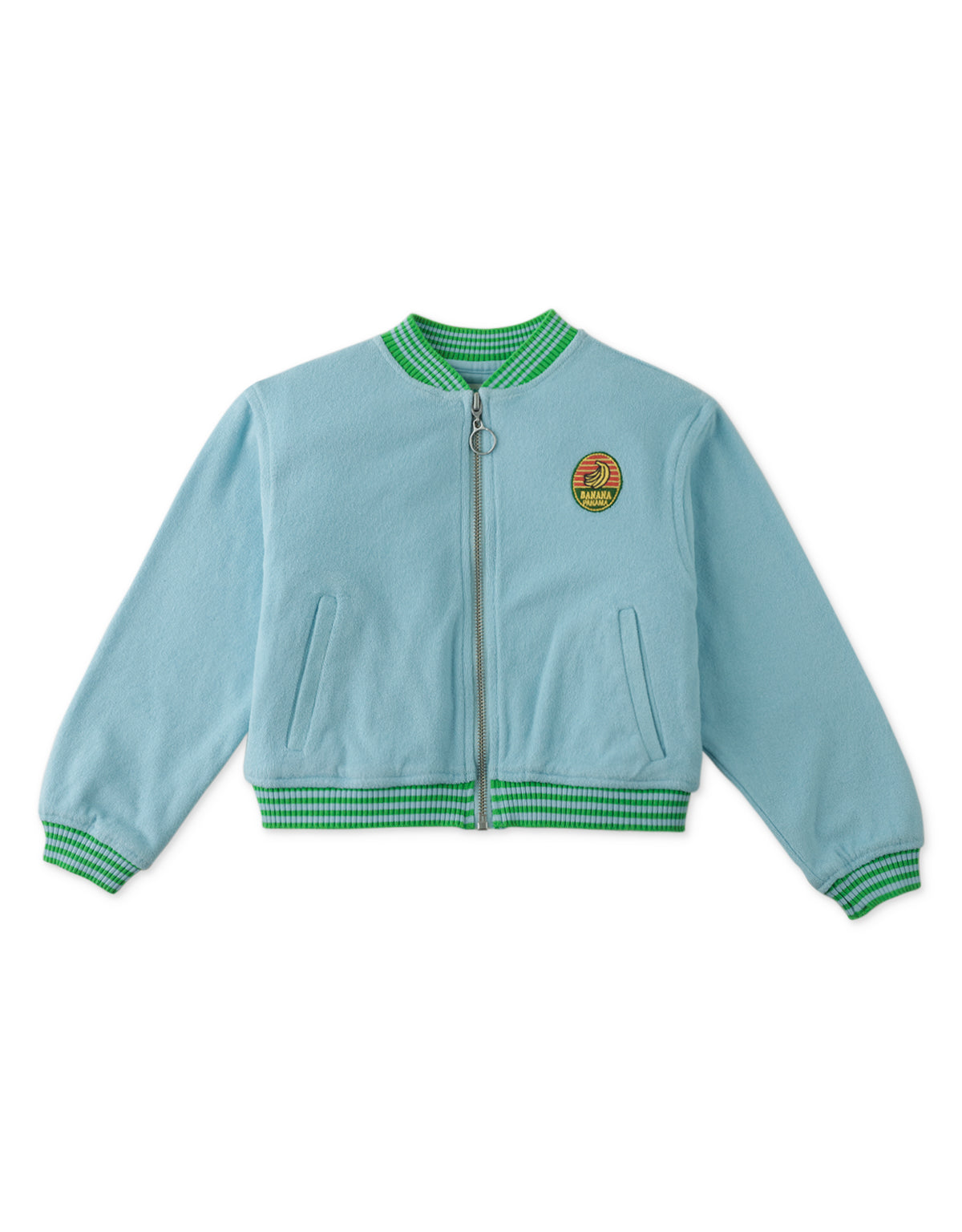 GIRLS BANANA PATCH TERRY TOWEL BOMBER JACKET