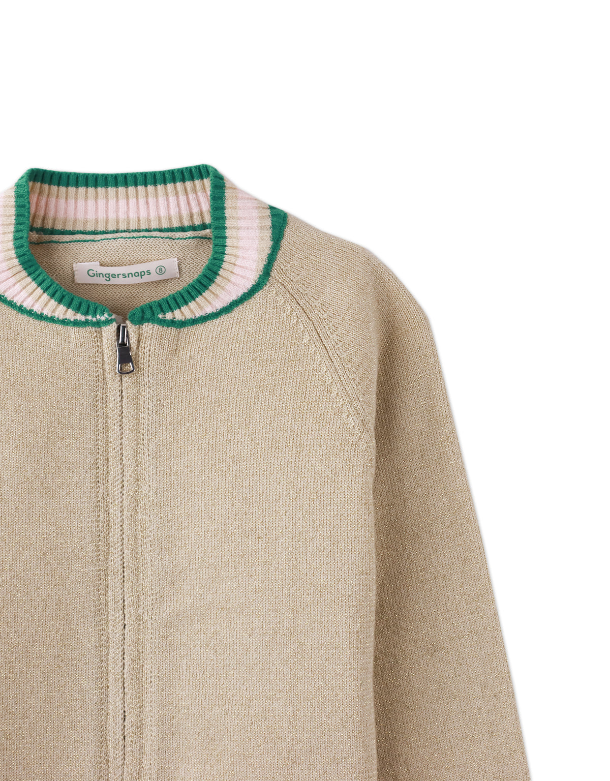 ZELDA KNIT JACKET SHIMMERY WITH STRIPEY RIBBING