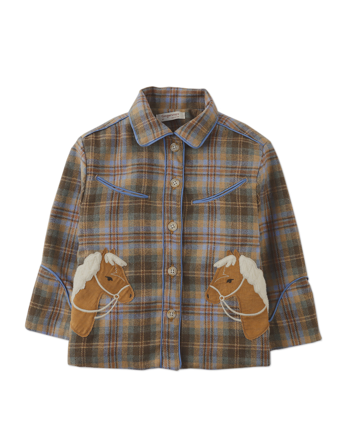 ISADORA SHIRT JACKET WYETH WITH CONTRAST INSERT AND HORSE APPLIQUÉS