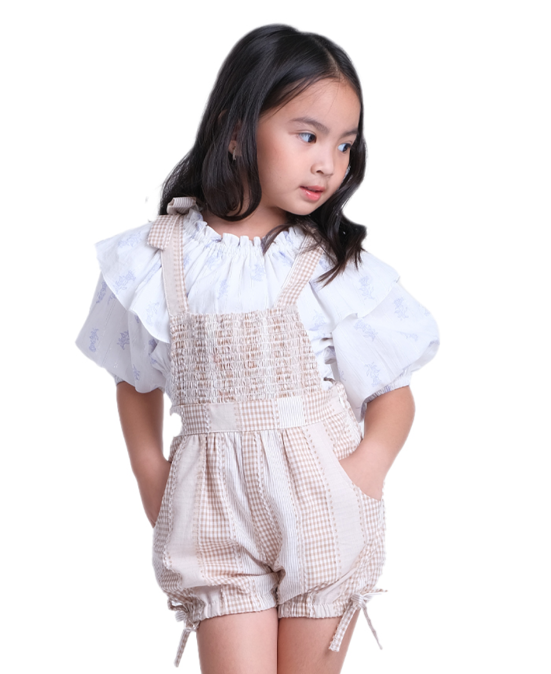 GIRLS SEERSUCKER SMOCKED PLAYSUIT
