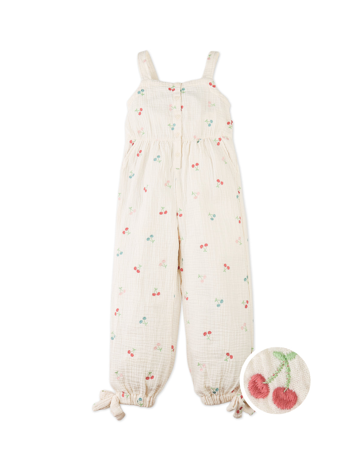 LILOU EMBROIDERED JUMPSUIT WITHBOW DETAILS