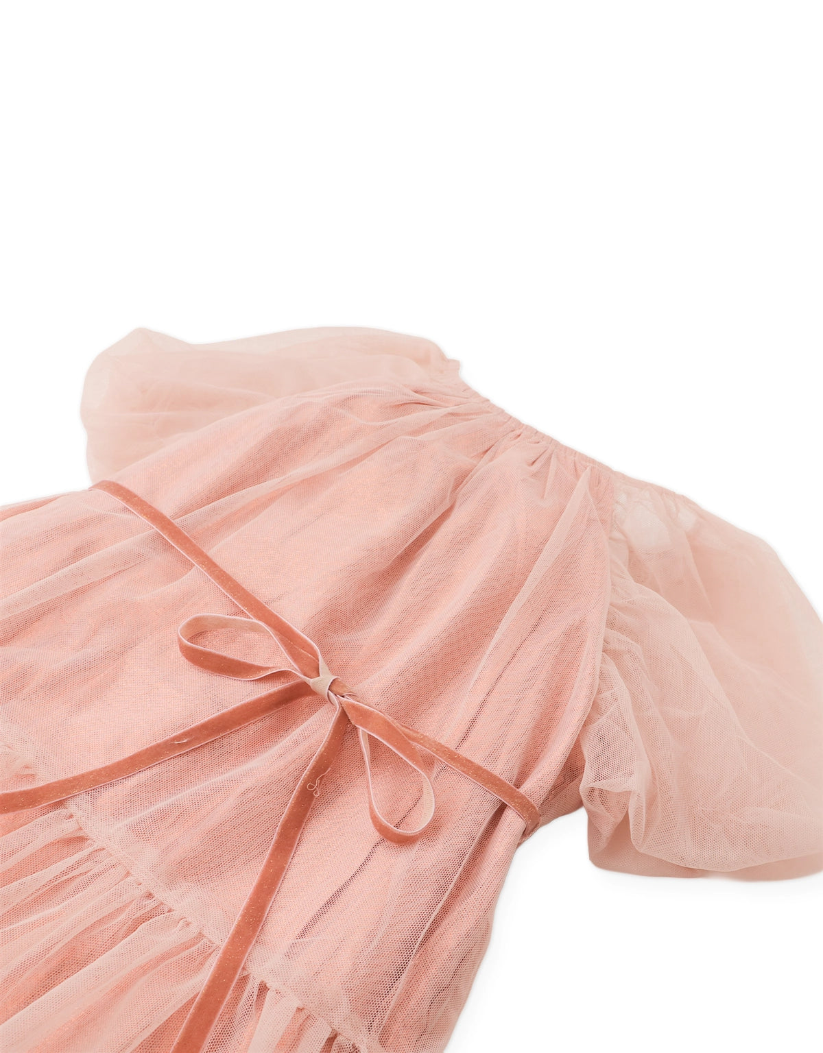 NATHALIE LAYERED TULLE DRESS WITH PUFF SLEEVES