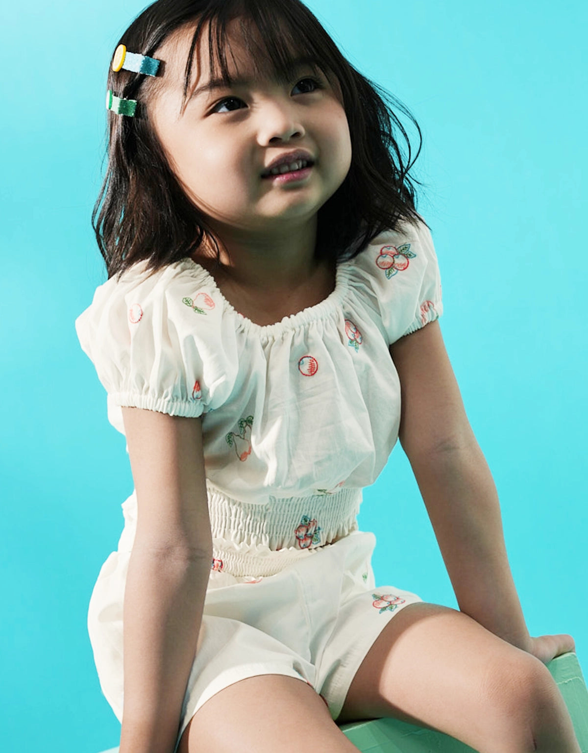 JEMMA EMBROIDERED SOFT POPLIN TOP & SHORT SET