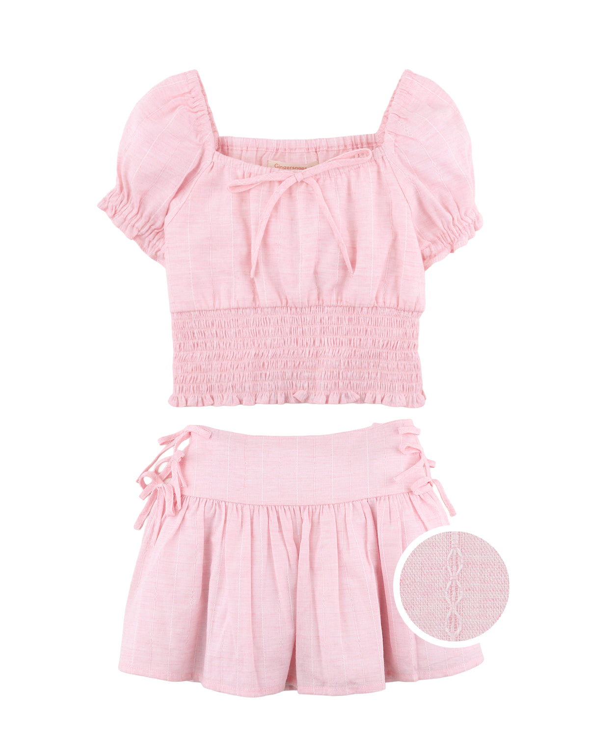 JULIANA DOBBY SMOCKED TOP AND SKORT SET