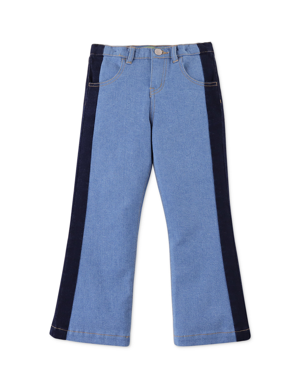 GIRLS 2-TONE HIGH RISE REGULAR FLARE DENIM PANTS