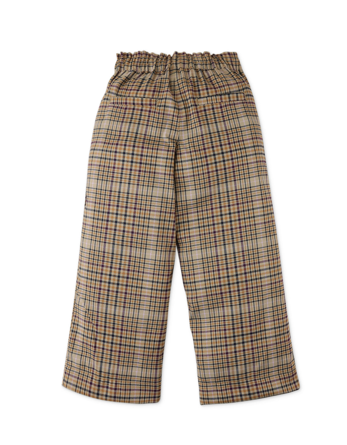 GIRLS PLAID PULL ON PANTS WITH EMBRO APPLIQUES