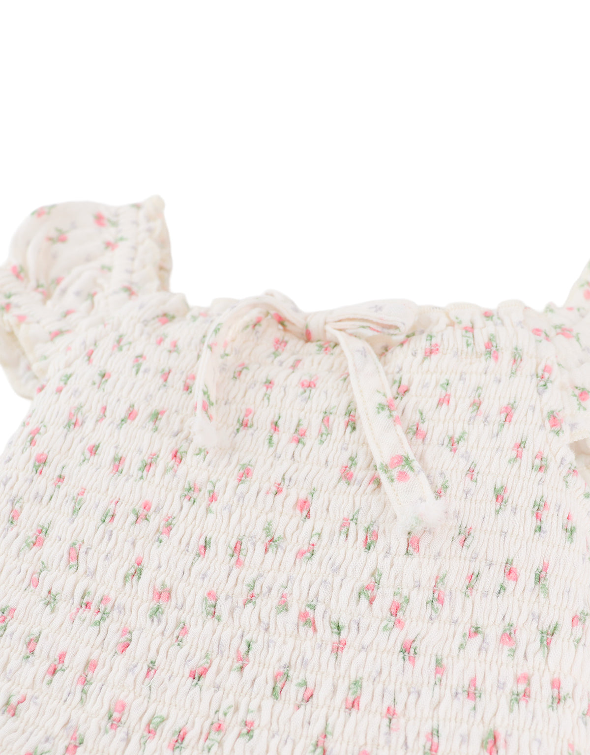 YSABEL ALL-OVER BOW EMBROIDERED PLAYSUIT WITH RUFFLES