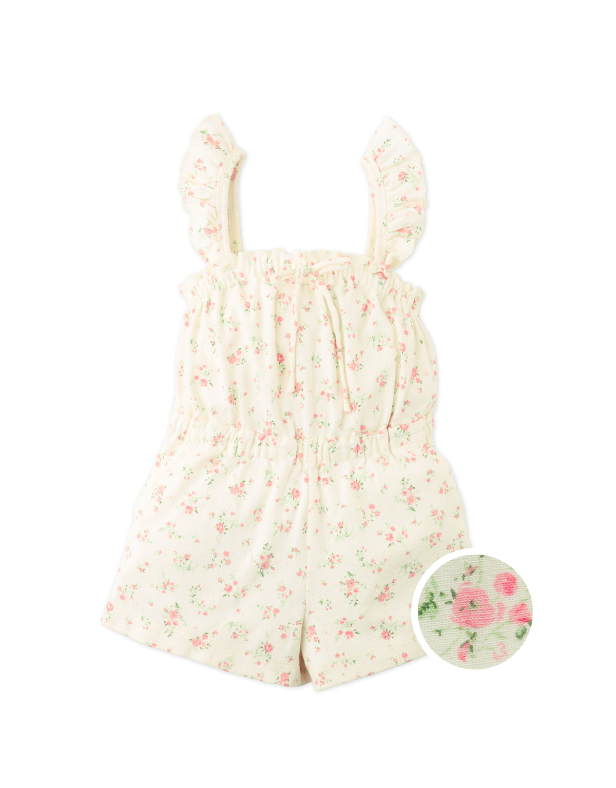 ELLE PRINTED PLAYSUIT WITH RUFFLE SLEEVES AND FRONT TIES