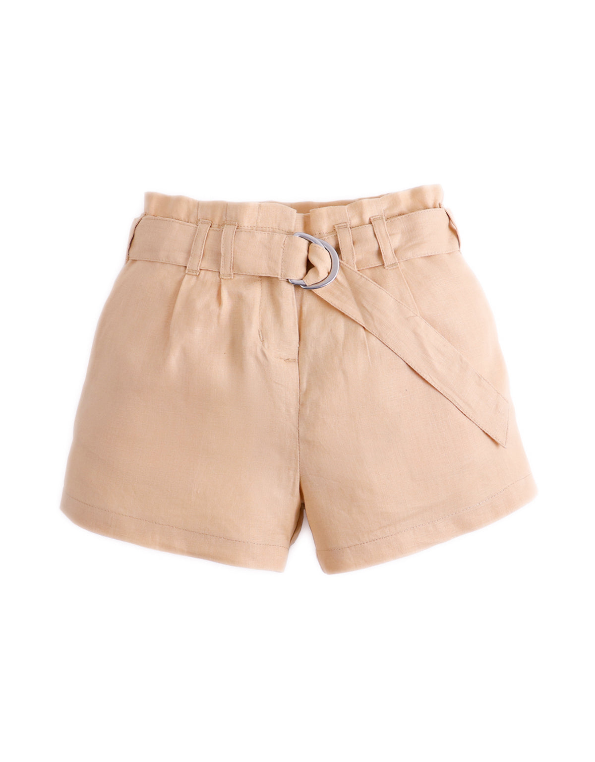 GIRLS BELTED LINEN SHORTS