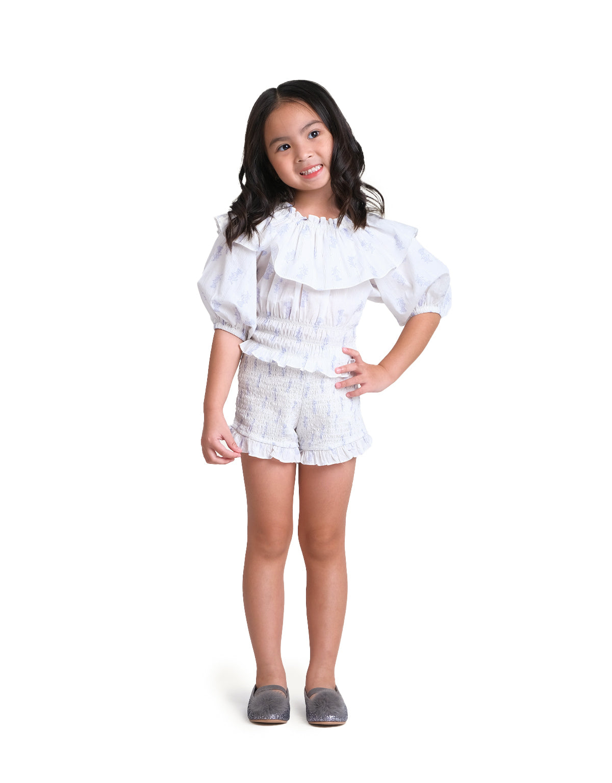 GIRLS SMOCKED RUFFLED SHORTS