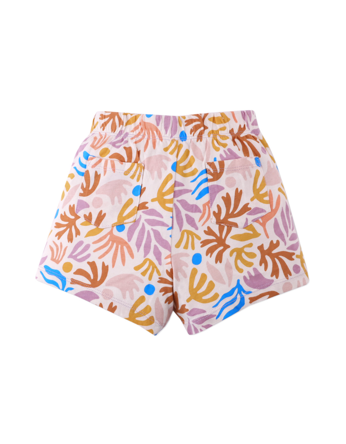 GIRLS LEAF PRINT PULLON SHORTS WITH CONTRAST TIES