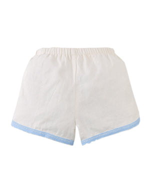 Nelly Cross-Stitch Shorts with Lace Trims outfit styling
