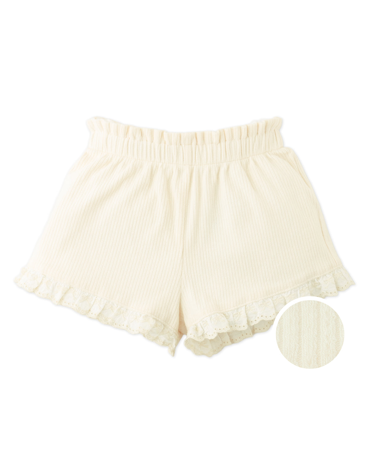 CINDY RIBBED SHORTS WITH SCALLOPED HEM