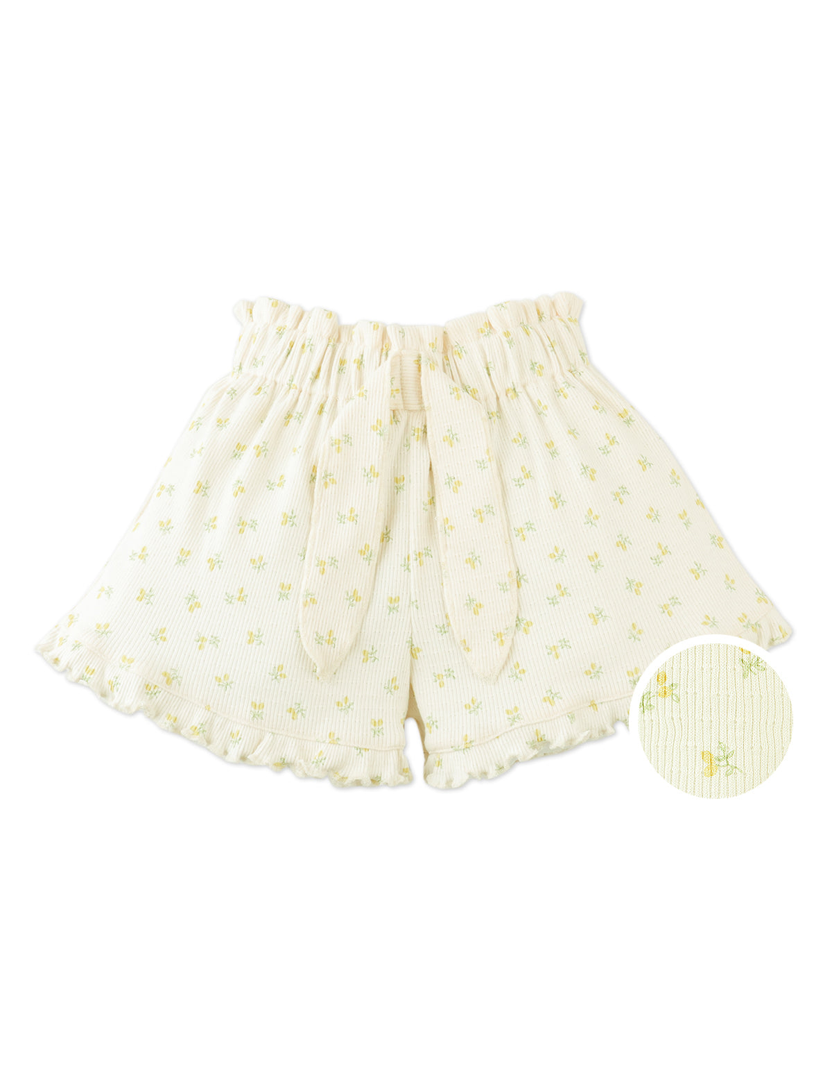 Mikey Pointelle Pull-On Shorts With A Paperbag Waistband, Ties, And Ruffled Hem product photo