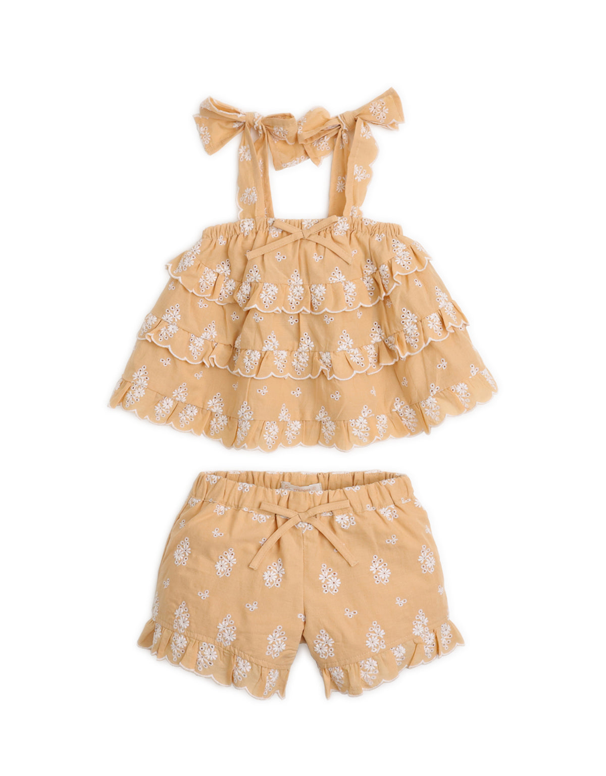 GIRLS SCALLOP TIERED SHORTS SET