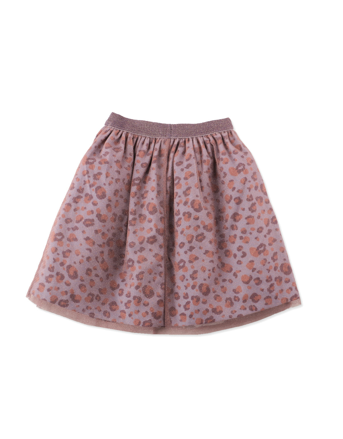 GIRLS LEOPARD PRNT SKIRT WITH LUREX TULLE OVERLAY