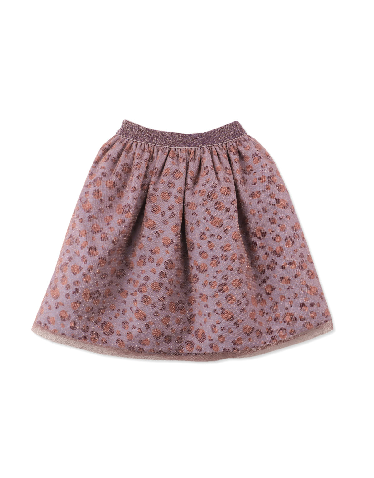 GIRLS LEOPARD PRNT SKIRT WITH LUREX TULLE OVERLAY