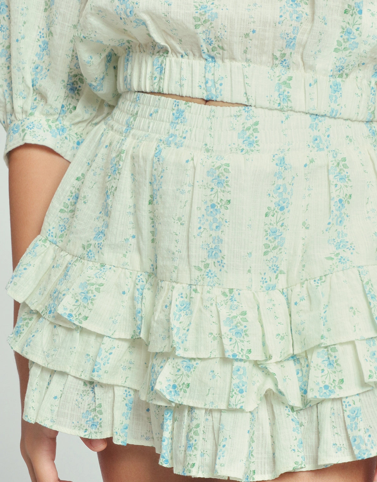 GRACHELE PRINTED TIERED SKIRT WITH ELASTIC WAIST