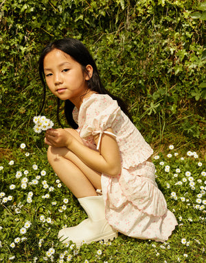 Bea Skort with Smocked Bodice & Embroidered Scallop front view