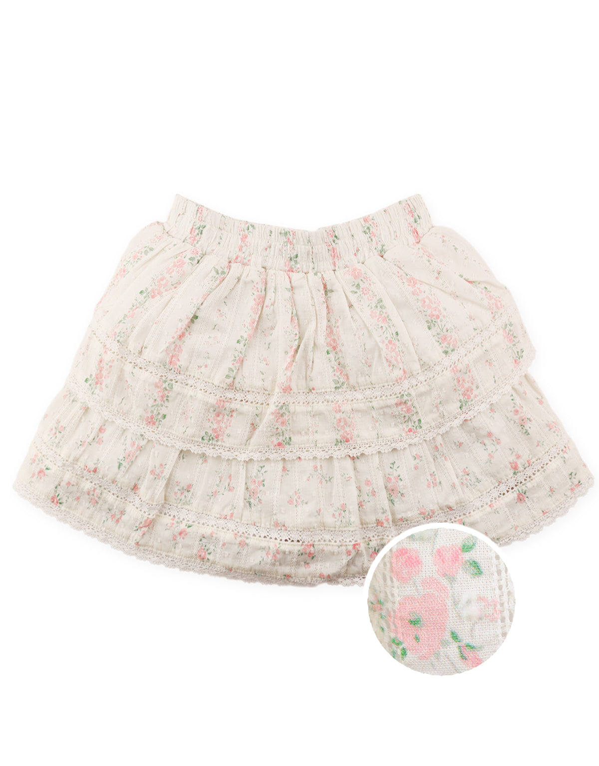 GRECHEN PRINTED TIERED SKORTS WITH LACE TRIMS