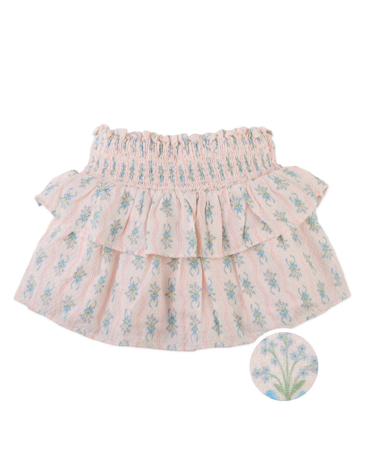 GRACIE FLORAL PRINT SMOCKED AND TIERED PEPLUM SKIRT
