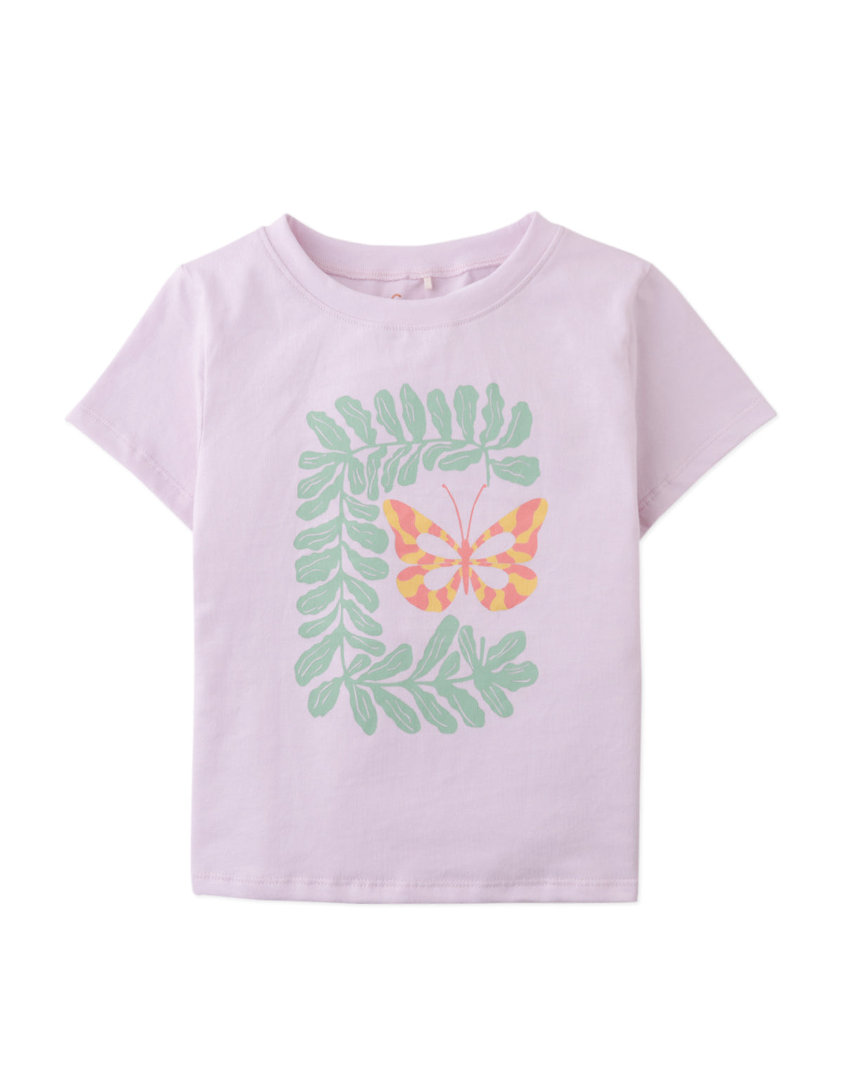 LINDA TEE WITH BUTTERFLY AND LEAVES PRINT